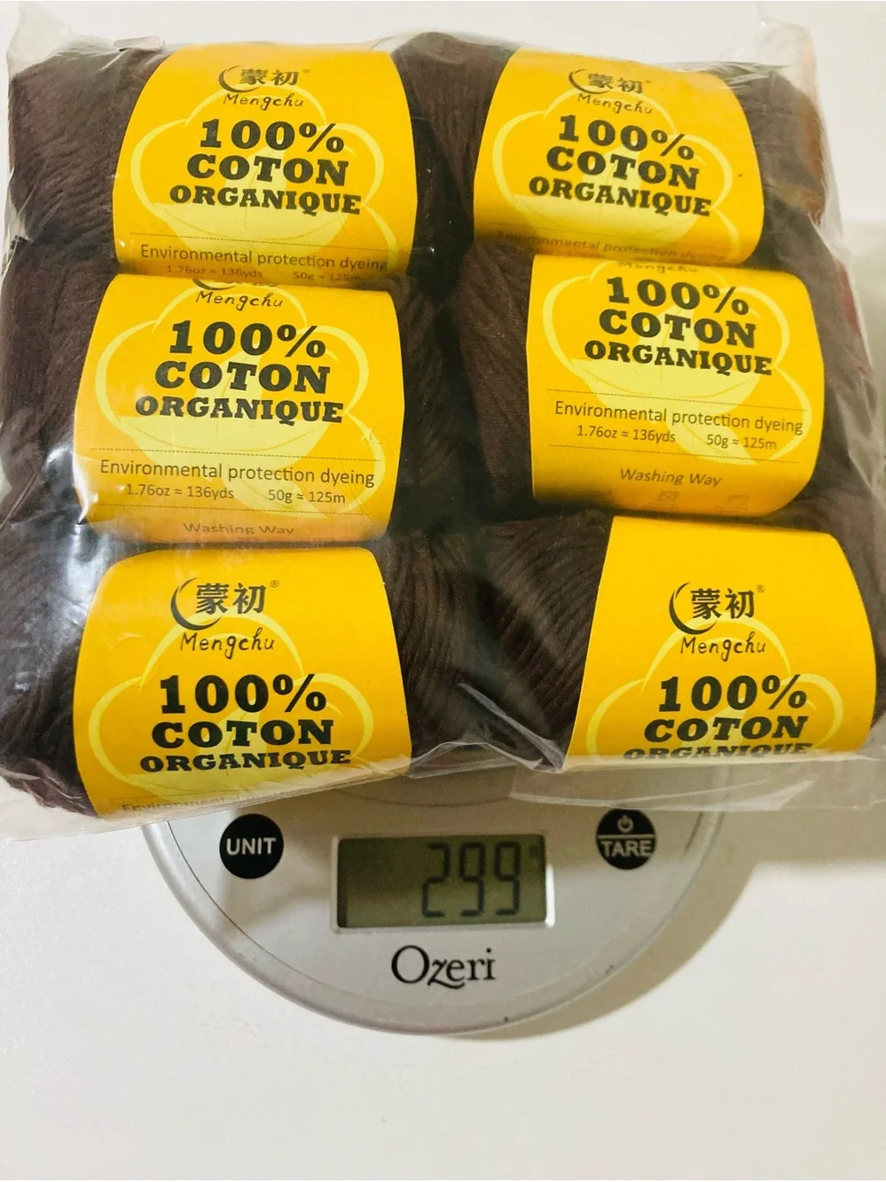 NWT 6 Mengchu 100% Organic Cotton‎ Yarn Color: Dark Chocolate ~48g ea 10oz total